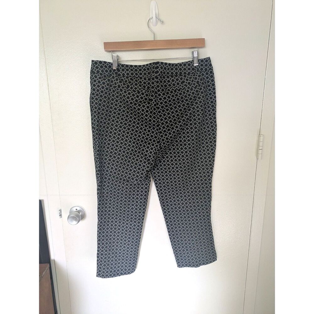 Hilary Radley Trellis Pattern Print Split Hem Capri Pants Sz 10 - Picture 2 of 6